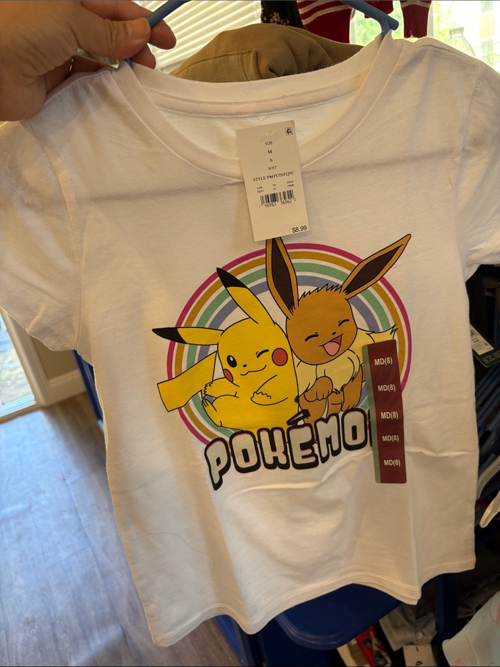 Kids' White Pikachu & Eevee Graphic Tee
